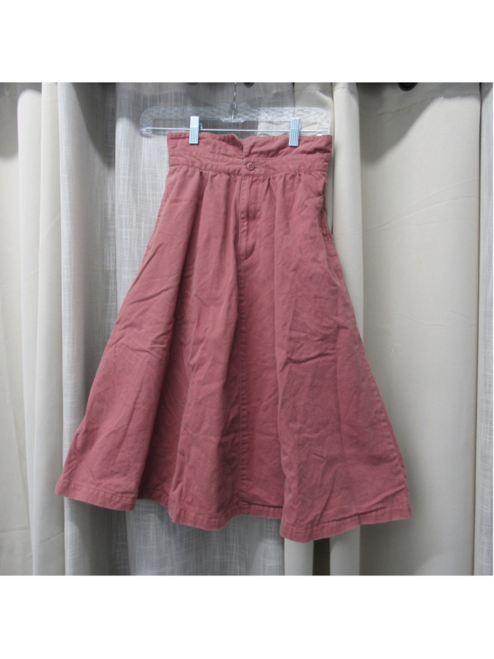 VTG Calvin Klein Dusty Rose Pleated Paperbag Midi Skirt High Waist 100% Cotton 6